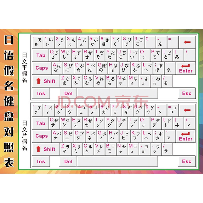 标准日语五十音图贴画海报图片墙贴纸宣传海报 罗马音平假片假名健盘