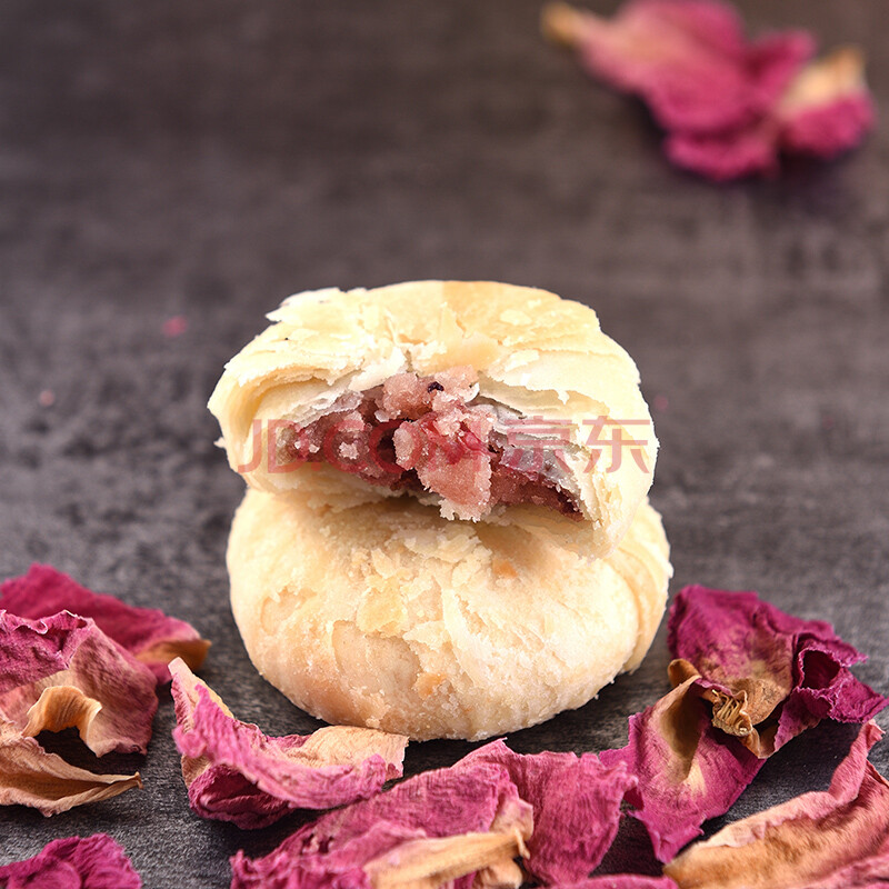 山东菏泽特产牡丹糕玫瑰鲜花饼酥皮饼休闲早餐传统糕点2斤礼盒装 一盒