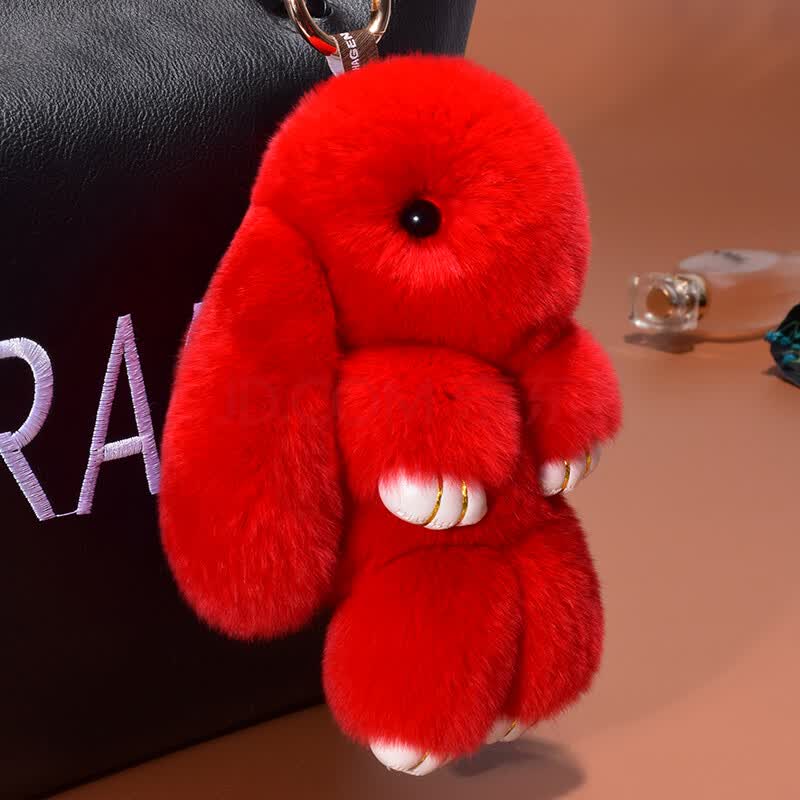 红色 18cm 真兔毛小兔子