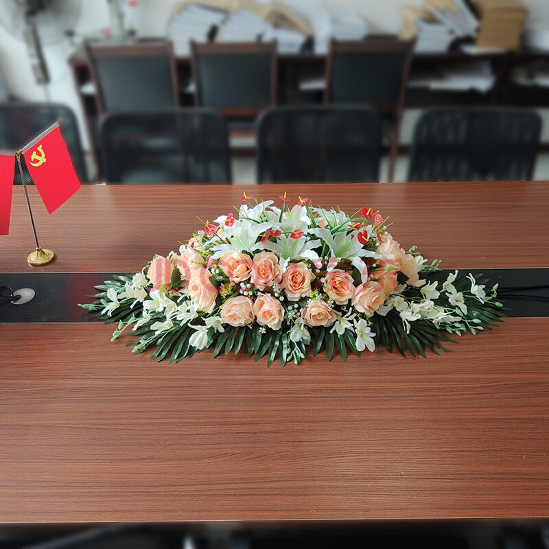 会议桌花 会议桌花仿真花新款会议桌仿真花绢花办公室桌面摆花假花