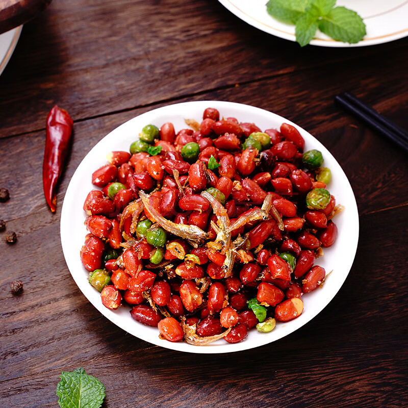 特产小鱼花生零食麻辣小鱼干花生米延边特色下酒菜下饭菜135g 袋装135