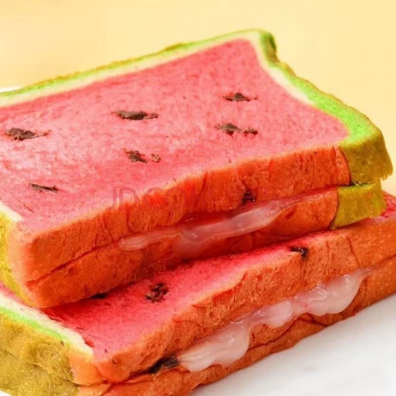 西瓜吐司面包西瓜面包西瓜味吐司甜品网红小吃夹心吐司面包早餐 500g