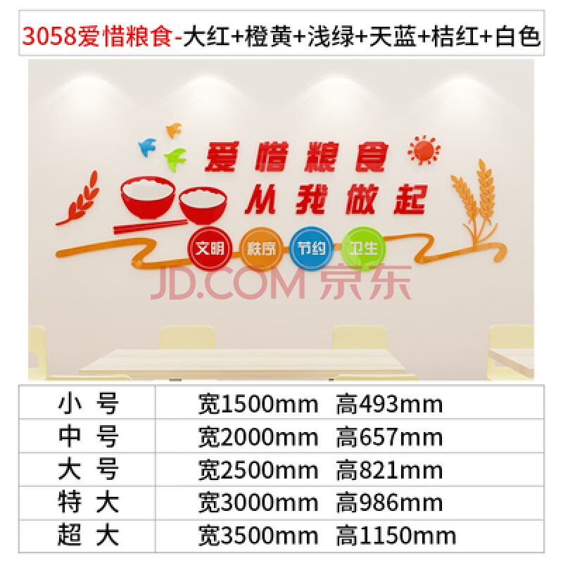 珍惜节约粮食标语食堂文化墙贴学校杜绝浪费光盘行动贴纸餐厅布置