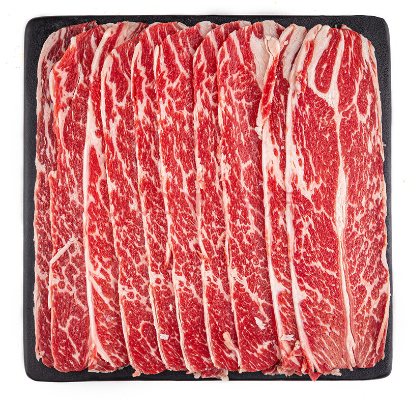 谷饲雪花牛小排250g切片火锅肥牛卷烤肉片寿喜锅牛排