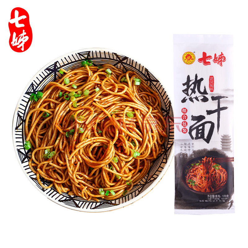 七姊热干面武汉碱水面条带调料正宗湖北特产挂面速食170g*6袋 地道