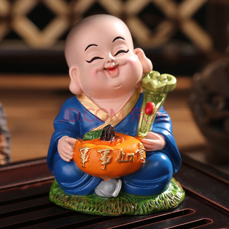 可爱q版小沙弥小和尚装饰品 禅意书房摆设 送同学朋友生日礼物女生