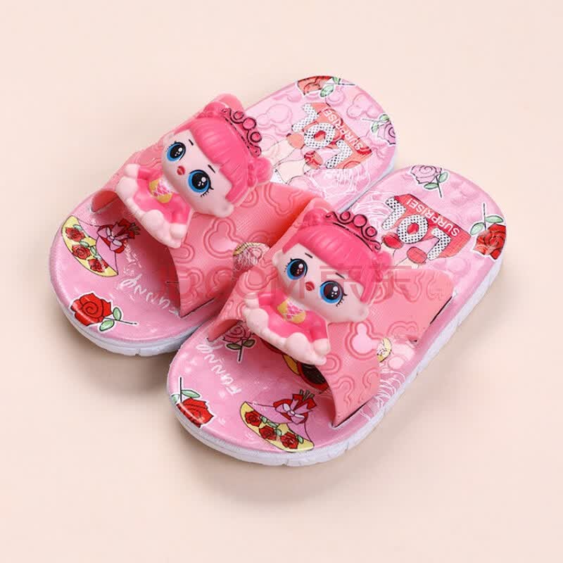 (新品)小孩子穿的女童拖鞋可爱卡通芭比公主凉拖室内防滑软底儿童凉