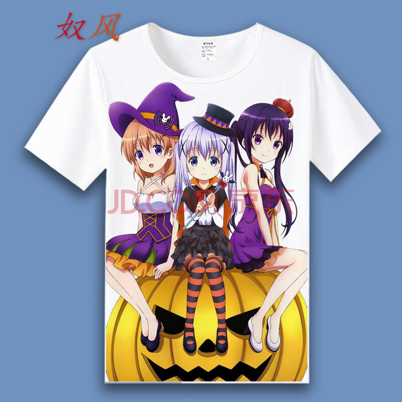 奴风请问您要来点兔子吗 香风智乃二次元动漫周边男女短袖t恤夏季 18