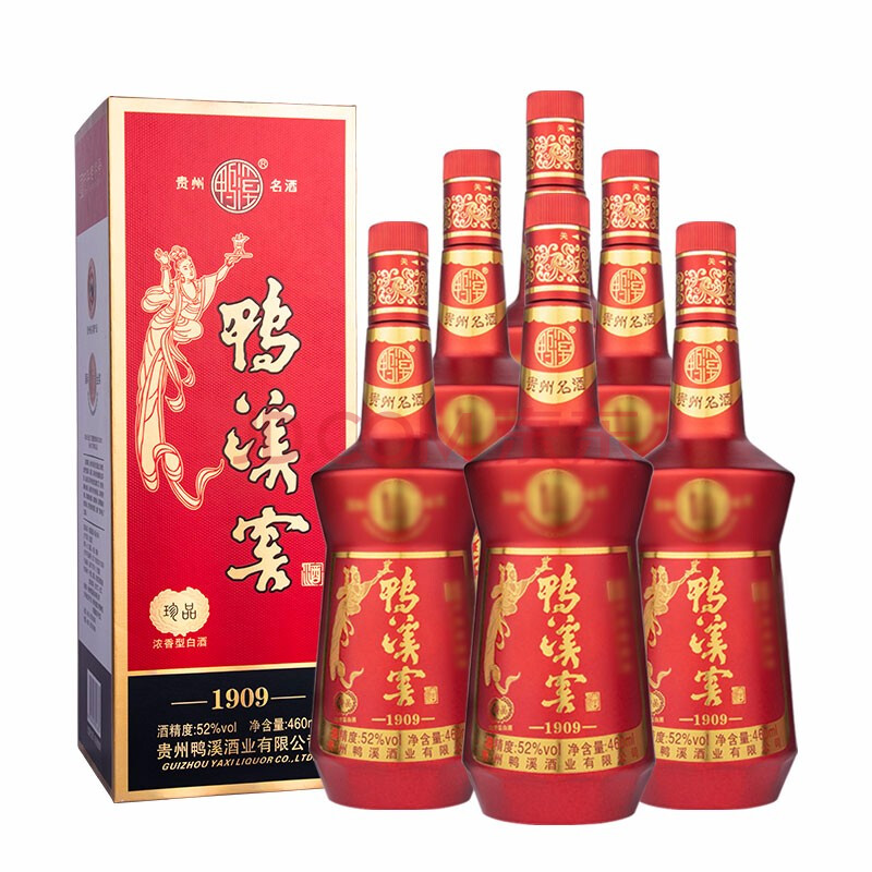 鴨溪窖 52度濃香型白酒 鴨溪窖珍品(紅版) 460ml*6瓶 整箱裝