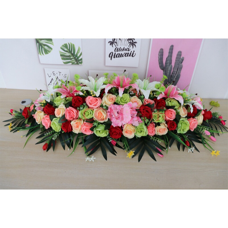 仿真会议桌花绢花讲台花办公室装饰家居客厅接待商务酒店摆装饰文茂