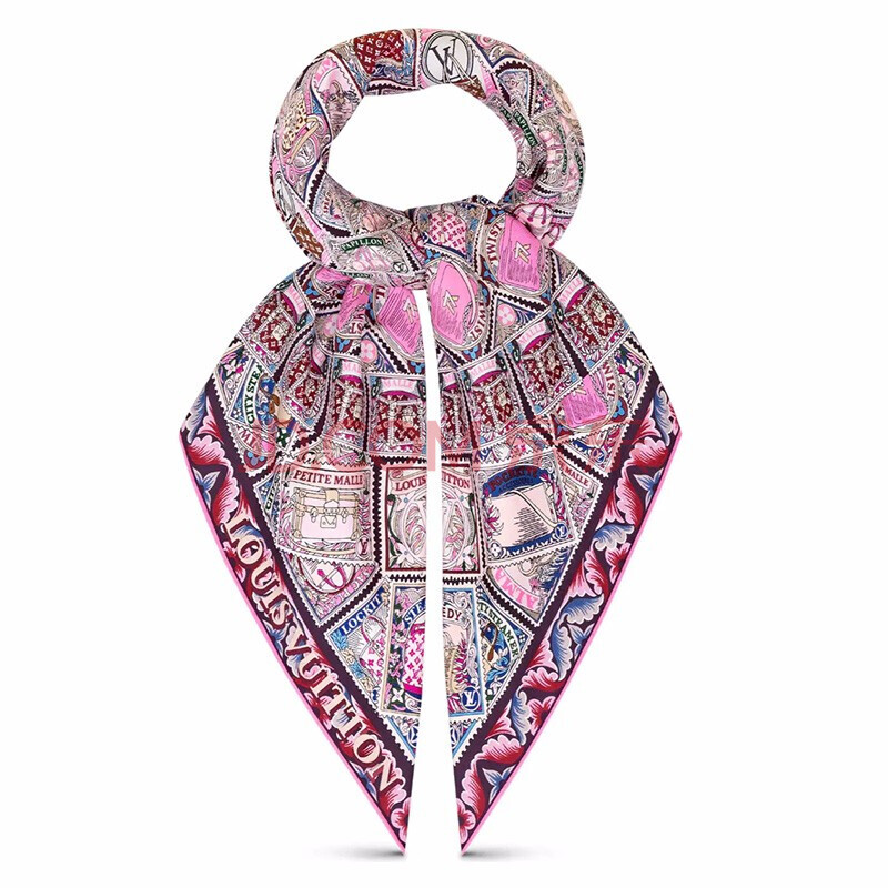 路易威登/lv女士围巾lettre a louis 真丝印花方巾 m73798粉色代购