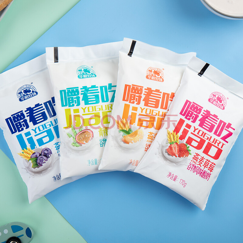 华明嚼酸奶嚼着吃的燕麦仁果粒黄桃早餐酸牛奶 黄桃4袋 草莓4袋 蓝莓4
