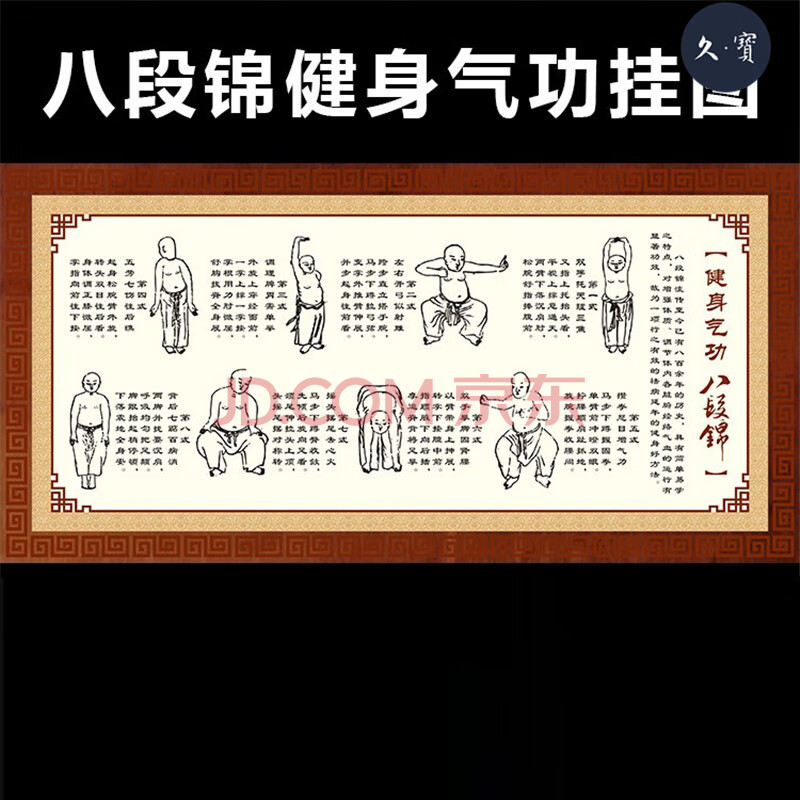 八段锦健身气功挂图中医经络养生宣传海报中医养生馆装饰挂画墙贴