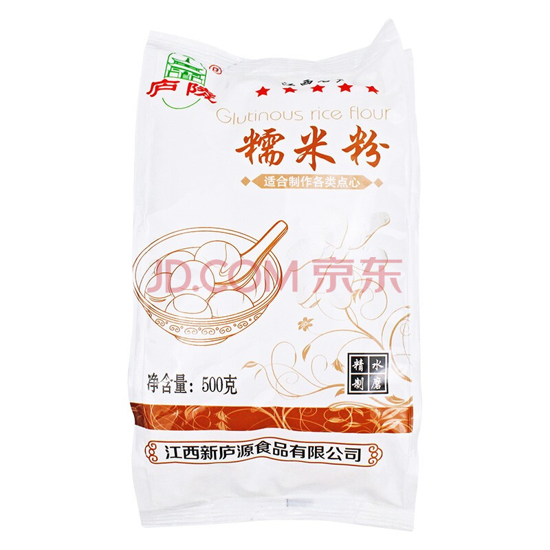 庐陵 糯米粉 500g 纯糯米粉家用元宵雪媚娘糍粑凉糕水磨工艺烘焙原料