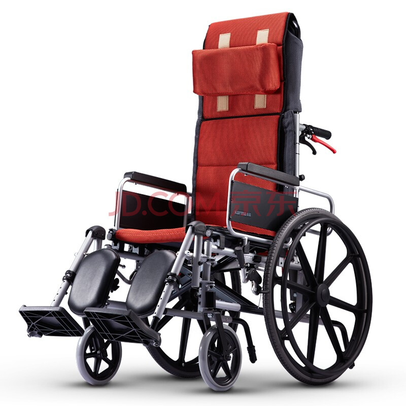 康扬高靠背护理轮椅km-5000折叠轻便可半躺便携中老年轮椅 km-5000