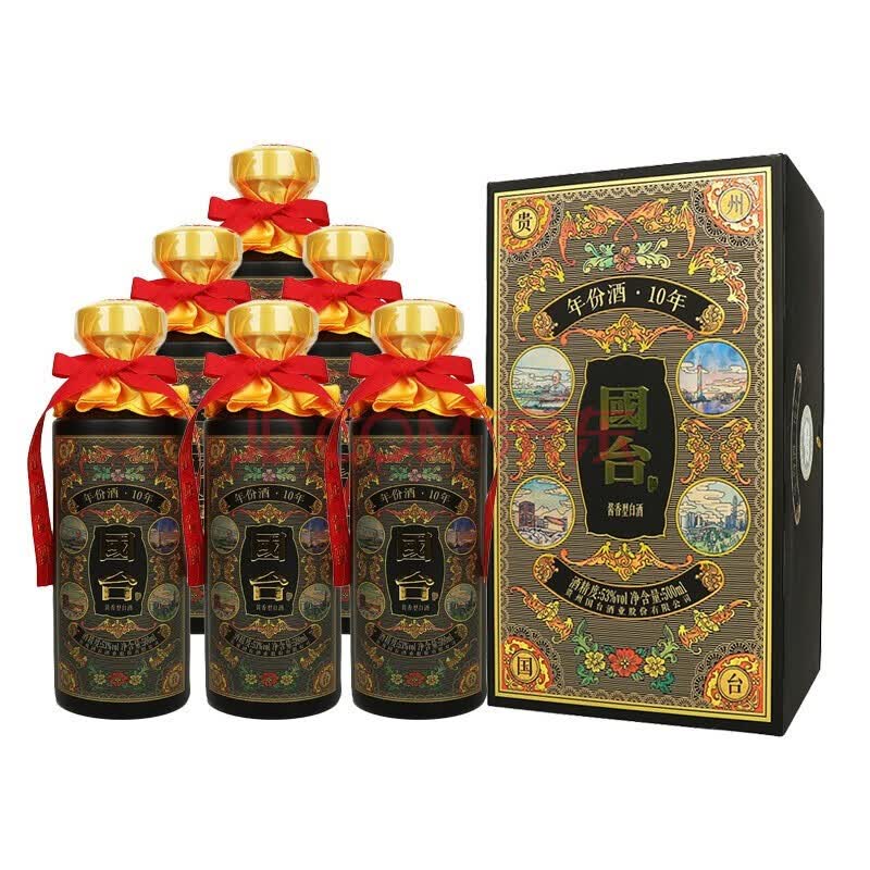 国台贵州国台酒业 国台十年/10年 黑金 500ml*6瓶整箱装 53度酱香型