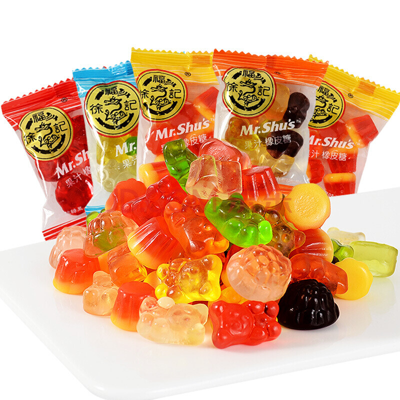 徐福记橡皮糖果汁软糖散装500g 什锦水果味结婚庆喜糖果休闲小零食