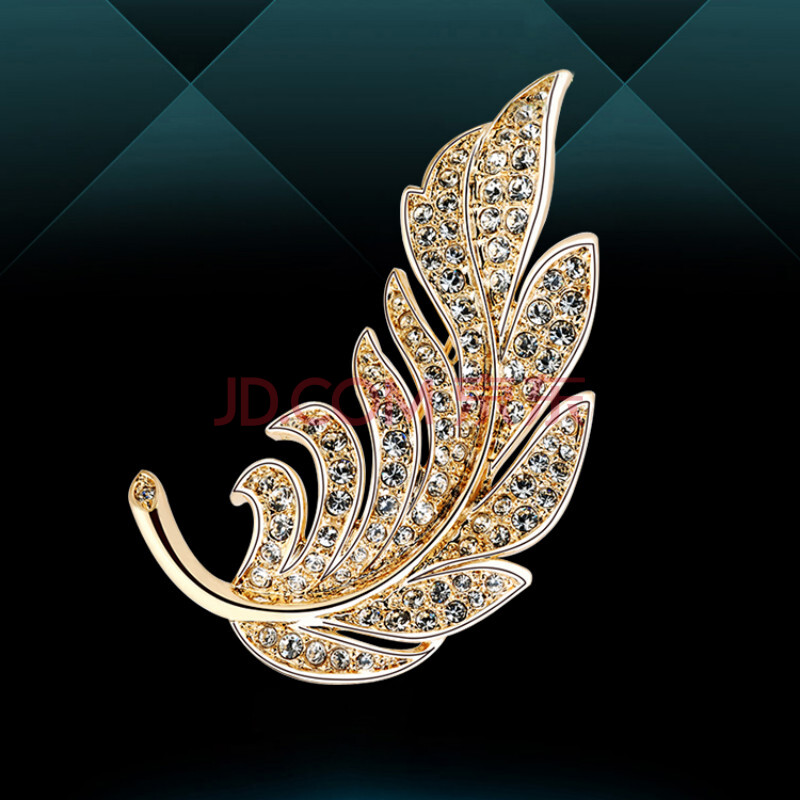 羽毛胸针男女情侣款韩国配饰胸花简约大气西服外套别针 高贵金色