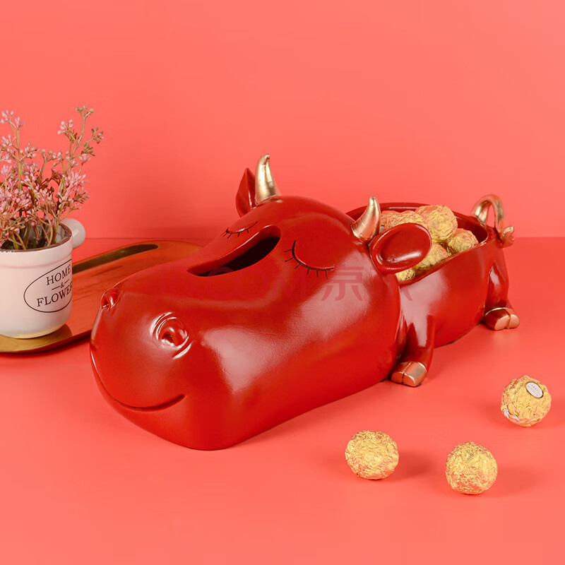 千悦 北欧创意家居可爱趴趴鹿牛客厅装饰摆件玄关工艺品遥控收纳纸巾