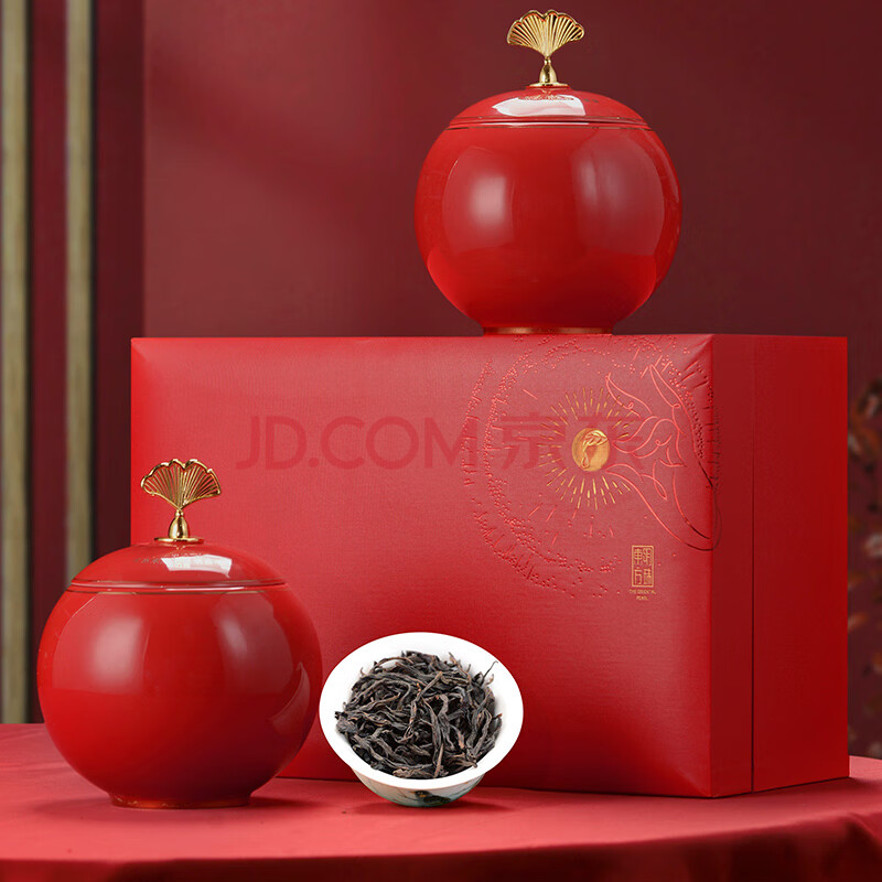 礼盒装年货乌龙茶春节礼品双瓷罐装原产地乌龙茶新年送礼茶红色礼盒装