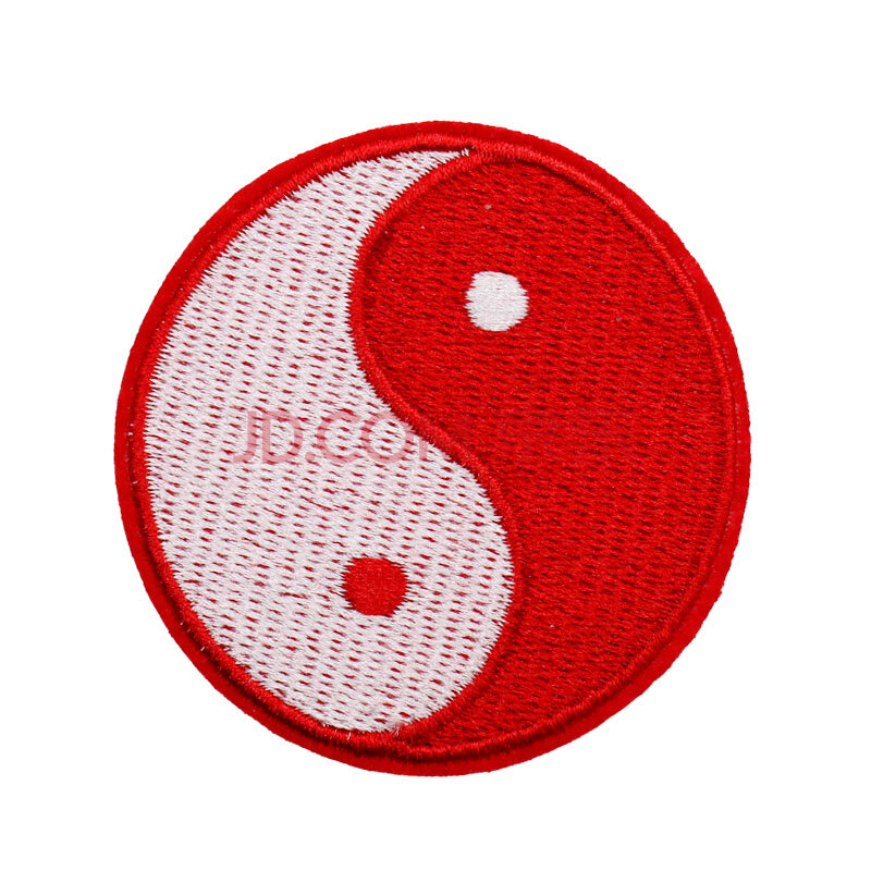 贴太极八卦图圆标徽章贴花阴阳鱼衣贴衣服装饰贴个性补丁贴 红色大号
