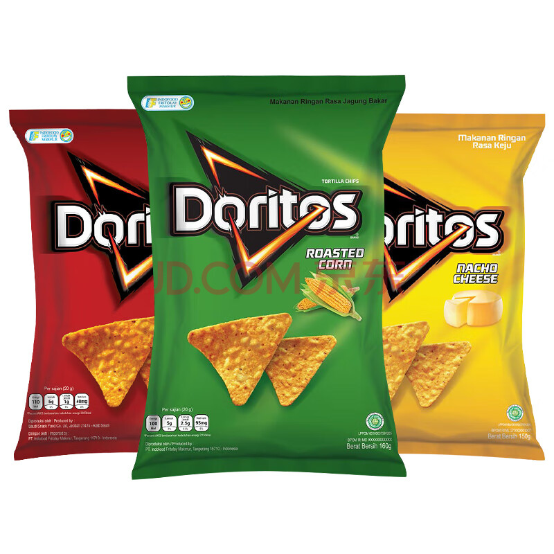 印尼进口膨化零食 doritos多力多滋玉米脆片脆角粟米片大包 原味160g