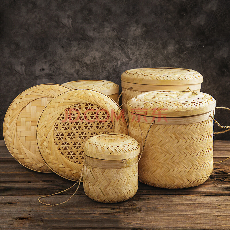 竹编篓子茶叶篓篮筐礼盒竹制品装饰水果农副产品采摘包装运输收纳 2个