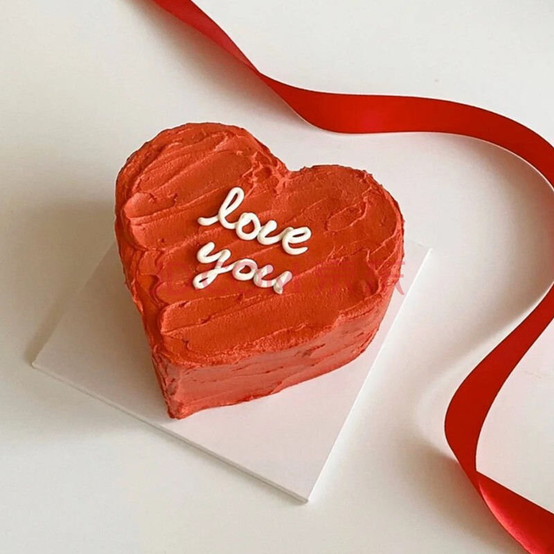 蛋糕七夕送老公老婆男友女友情侣告白订婚全国同城配送 红色爱心款 6
