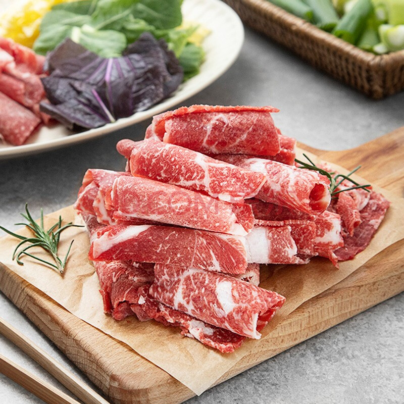 牧舟 原切谷饲安格斯肥牛卷(谷饲180天)200g*4盒 牛肉卷 烧烤火锅食材