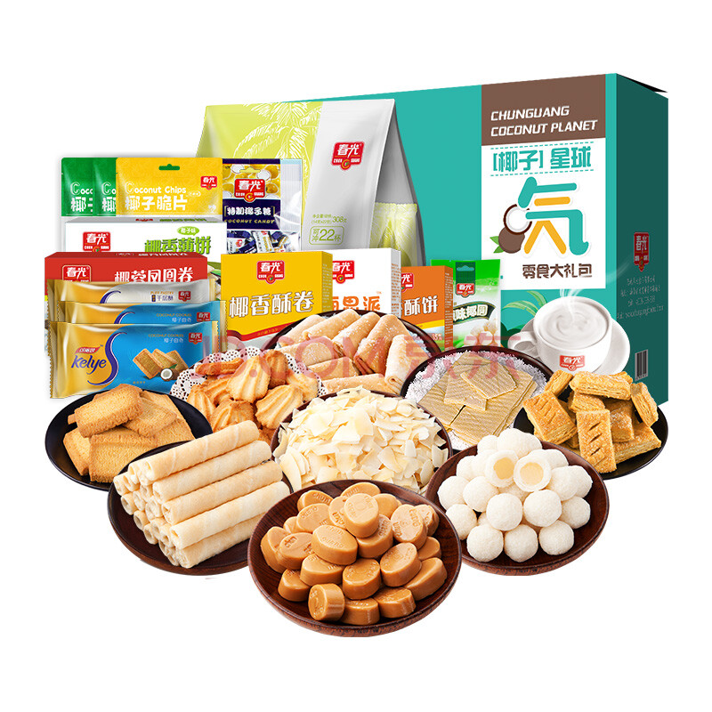 春光海南特产三亚椰子星球元气零食1482g糖果饼干零食 椰味星球元气