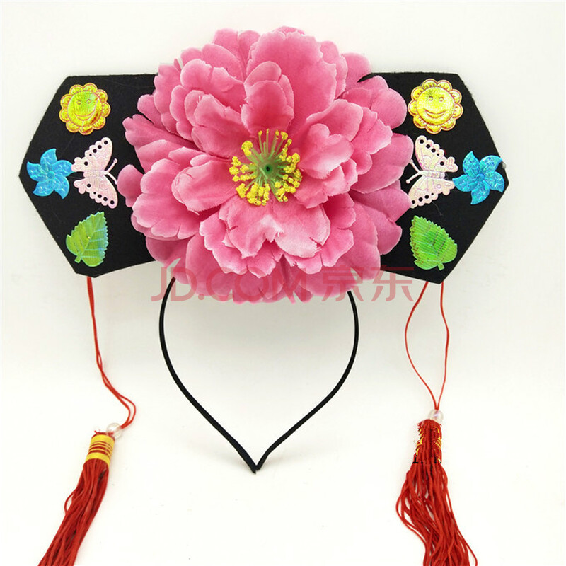 旗头清朝格格头饰宫廷儿童表演古装造型格格帽发箍民族风旗帽配饰 01