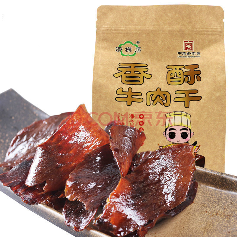 清梅居香酥牛肉乾 138g/袋 清真食品 鹹甜酥脆牛肉片 山東淄博特產