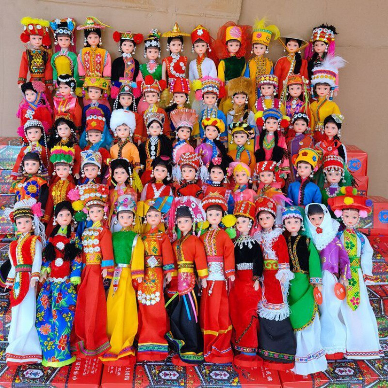 少数民族娃娃 56个人偶儿童娃娃玩偶整箱幼儿园装饰品摆件工艺品套装