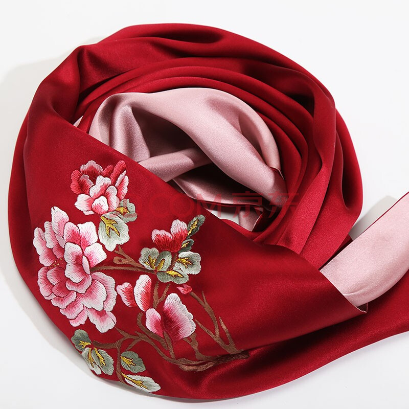 蜀绣围巾手工刺绣围巾 手绣真丝围巾 手工刺绣丝巾 丝绸刺绣蜀绣成品