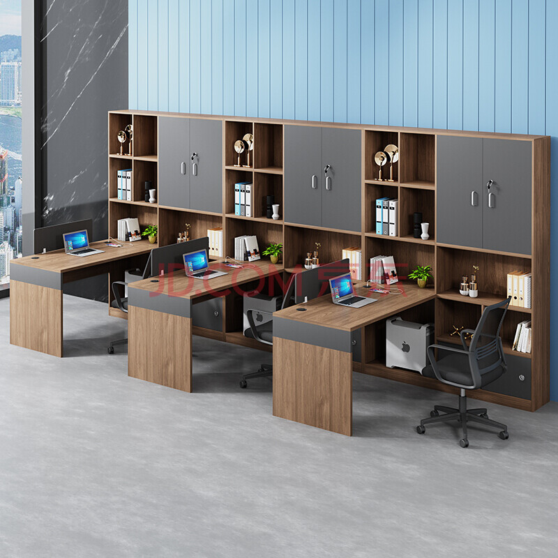 晟耀 办公桌椅组合办公室2/4/6 人员工位高柜财务桌员工桌 三人位 椅