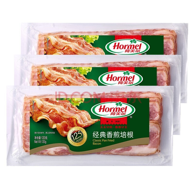 荷美尔香煎培根120g*3袋美式原切肉片小包装三明治早餐伴侣 1份