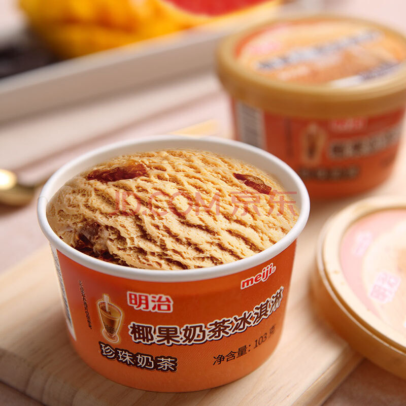 明治meiji 椰果奶茶冰淇淋杯装雪糕日式经典冰激凌103g(1杯) 椰果奶茶
