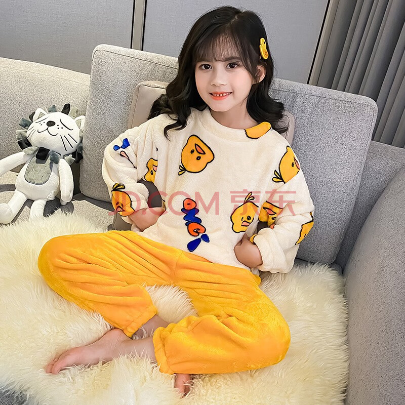 6岁女童睡衣4-15岁儿童法兰绒睡衣宝宝女孩2021秋冬新款珊瑚绒家居服