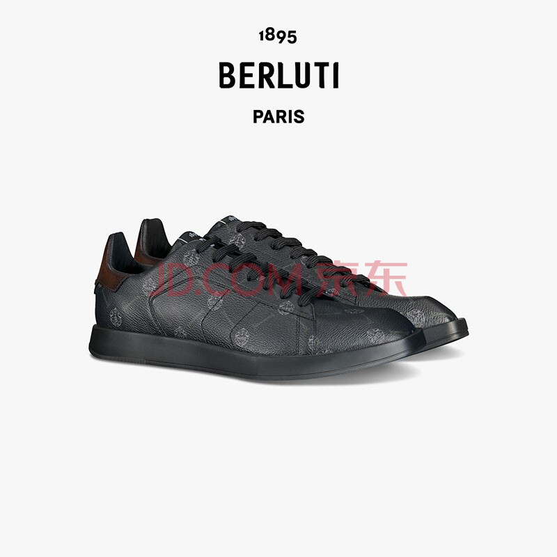 berluti/伯尔鲁帝 signature 帆布镶皮革stellar运动鞋 black tdm