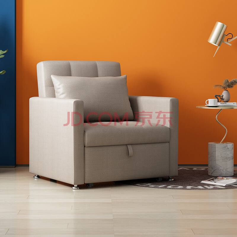 藤彩家具 可折叠1米沙发床书房 单人办公室多功能两用科技布欧式网红