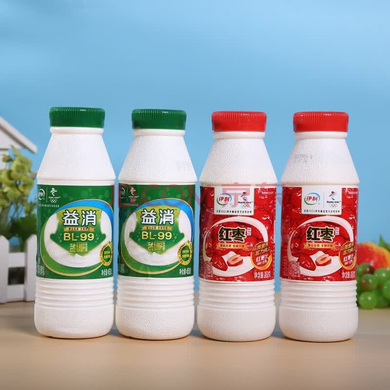 伊利益消酸奶450g瓶装原味活性乳酸菌低温风味发酵乳 原味3瓶 红枣2瓶