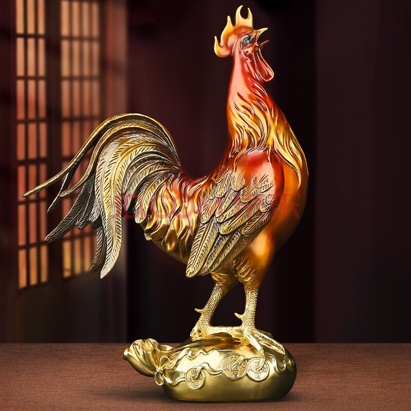 铜鸡摆件 大号生肖大公鸡金鸡家居客厅玄关酒柜办公室装饰招财开业