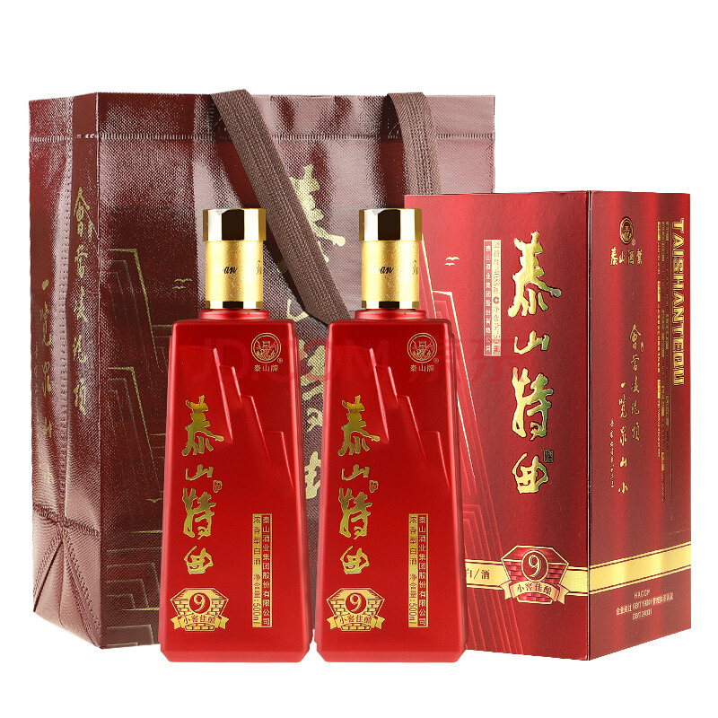 泰山牌浓香型白酒 泰山特曲 小窖佳酿9 40.8度白酒 500ml*2瓶 配手