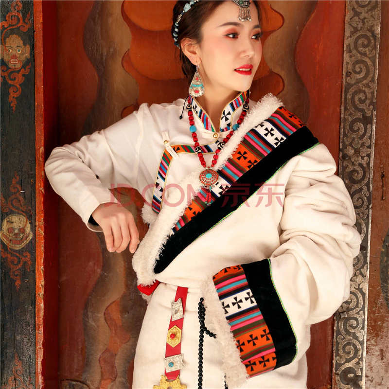 白色藏袍西藏服装服饰特色民族风藏式长袍藏裙女 白色藏袍 s商品介绍