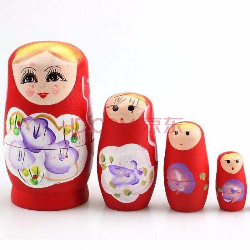 抖音木质俄罗斯套娃5层彩色儿童套娃娃玩具送女生儿童生日礼物 套娃
