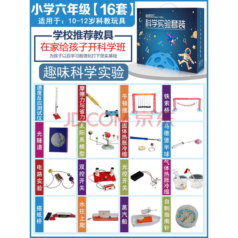 實驗玩具整套裝科技小製作物理工具箱手工材料 小學六年級【16套】