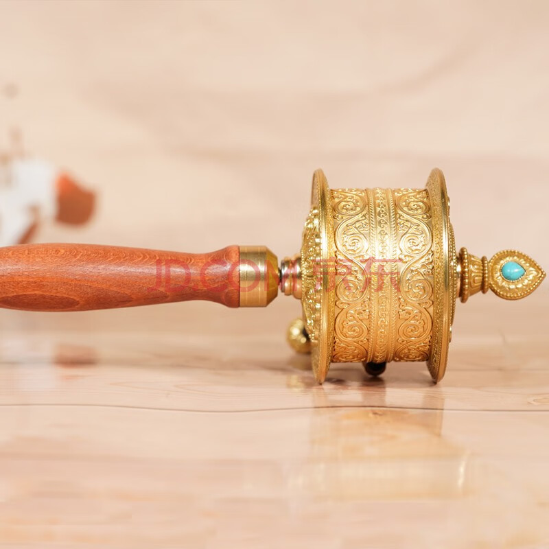 纯铜手摇转经轮西藏民族用品手工雕花手摇转经筒顺滑无杂音