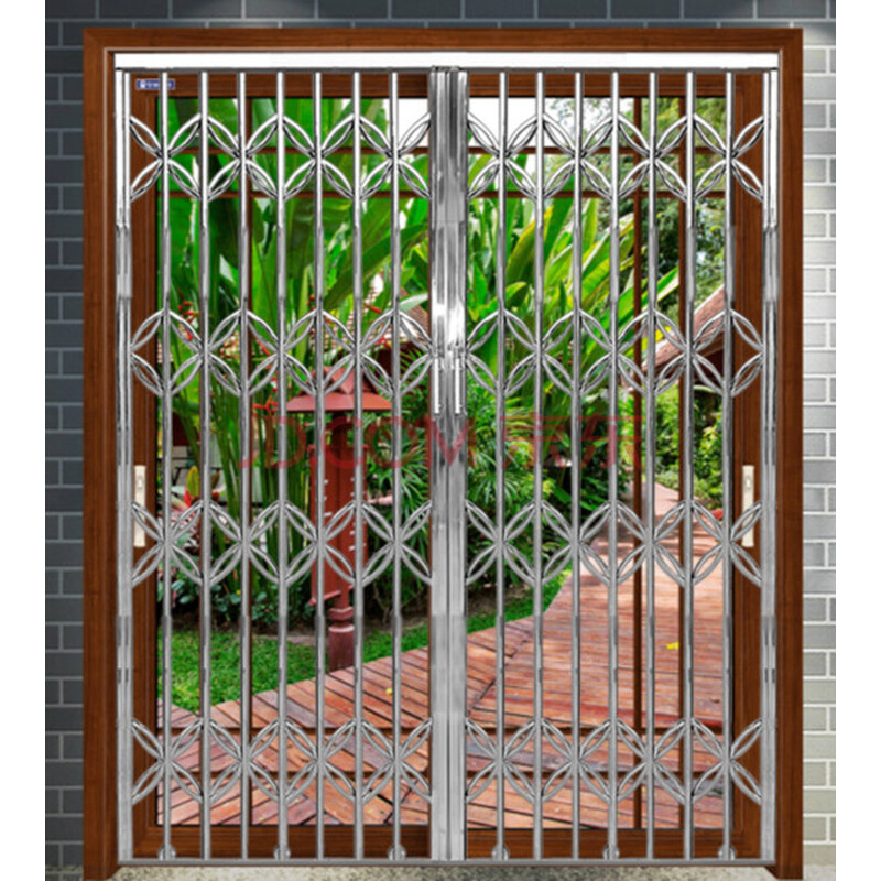 定制304不锈钢拉闸防盗门进户大门推拉式折叠门窗单双开家店通用 201