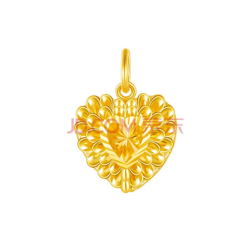 黄金吊坠999足金金鸡心项链锁骨链女款挂坠爱心计价情人节礼物 2.