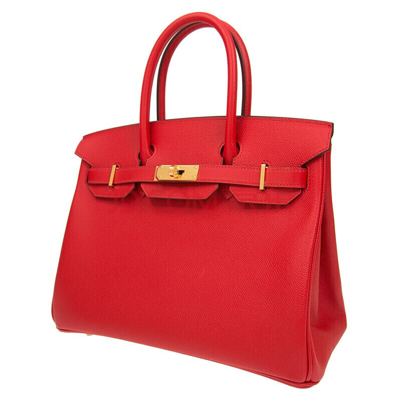 爱马仕(hermes)女士手提包birkin 30 s3 红色togo皮代购 大红色